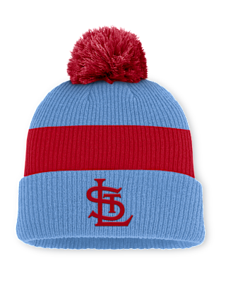 Мужские  St. Louis Cardinals Cooperstown Peak Nike MLB Cuffed Pom Beanie