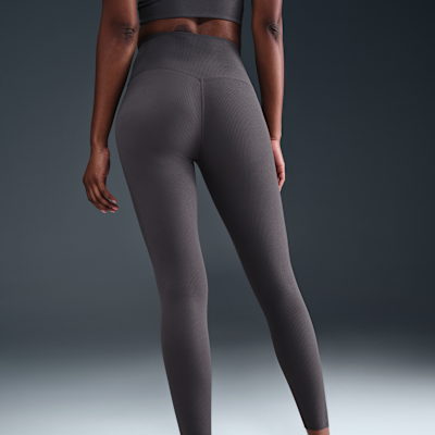 Leggings Nike Zenvy Rib i 7/8-längd med hög midja för kvinnor