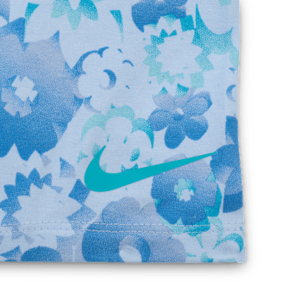 Tvådelat set Nike Flow-Ral med mönstrade cykelshorts för baby (12–24 mån)