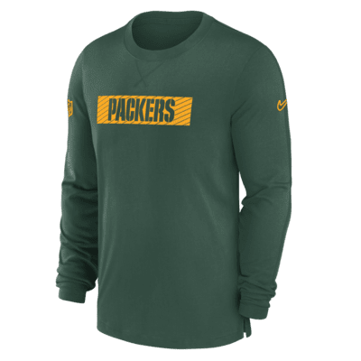 Playera de manga larga Nike Dri-FIT para hombre Green Bay Packers Sideline Player Team Issue