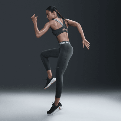 Nike Pro Women's Mid-Rise Crop Mesh Panel Leggings