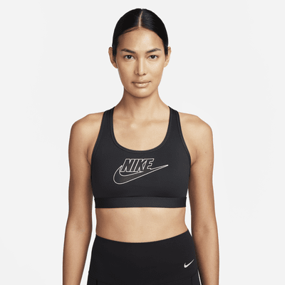 Brassière de sport rembourrée à maintien normal et à logo Nike Swoosh pour femme