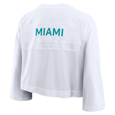 Top cropped Nike Dri-FIT de la NFL para mujer Miami Dolphins Wide Receiver Jersey Fashion