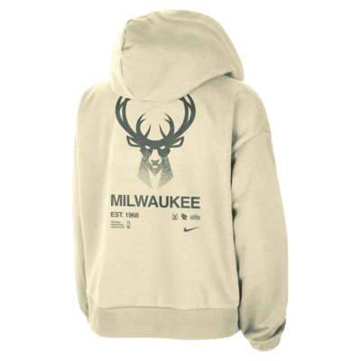 Sudadera con gorro sin cierre Nike Dri-FIT de la NBA para mujer Milwaukee Bucks Standard Issue