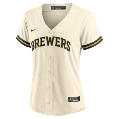 Women's Milwaukee Brewers Nike White/Navy Alternate Official Replica Custom  Jersey