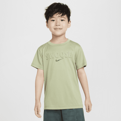 Playera Swoosh para niños talla pequeña Nike Dri-FIT "Just Do It"