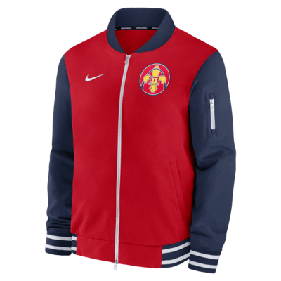 Chamarra bomber Nike de la MLB de cierre completo para hombre St. Louis Cardinals Authentic Collection City Connect Game Time