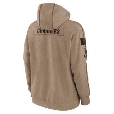 Los Angeles Chargers Salute to Service Men’s Nike Men's Dri-Fit NFL Long-Sleeve Hooded Top in Brown, Size: Small | 010J01CBA2H-U8F