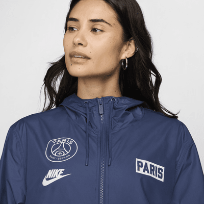 Chamarra de fútbol con gorro de tejido Woven Nike para mujer Paris Saint-Germain Essential Repel