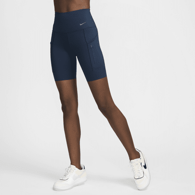 Nike Go Bikershorts met hoge taille, zakken en complete ondersteuning voor dames (20 cm)