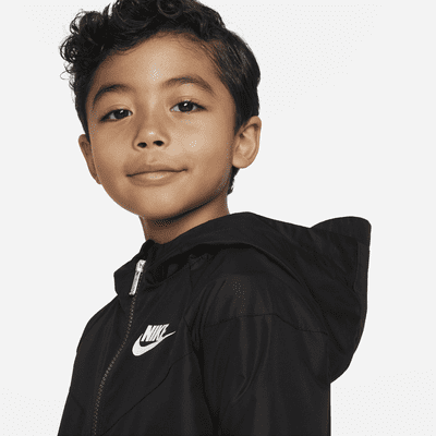 Chamarra con cierre completo para niños talla pequeña Nike Sportswear Windrunner