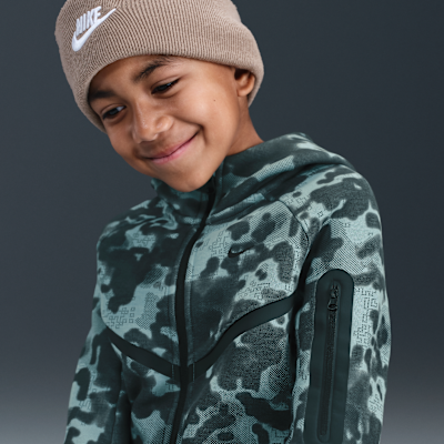 Nike Tech Camo-Fleece-Hoodie mit durchgehendem Reißverschluss (ältere Kinder, Jungen)