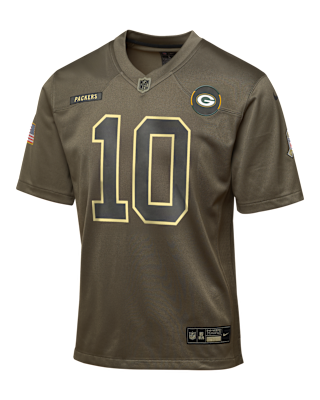 Детские джерси Jordan Love Green Bay Packers Salute to Service Big Kids’ Nike NFL Game Jersey