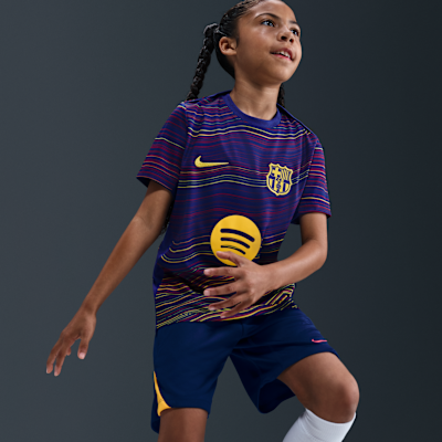 FC Barcelona Academy Pro Home Big Kids' Nike Dri-FIT Soccer Pre-Match Short-Sleeve Top