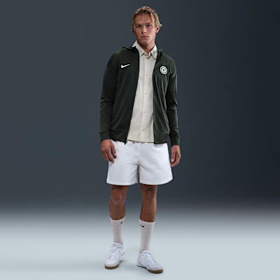 Stickad fotbollsträningsjacka Chelsea FC Strike Nike Dri-FIT med huva för män