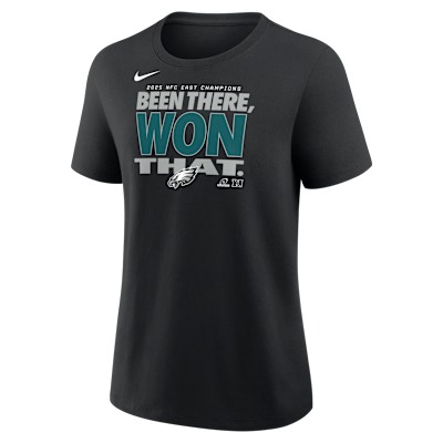 Playera Nike de la NFL para mujer Philadelphia Eagles 2025 NFC East Champions Trophy