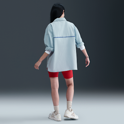 나이키 스포츠웨어 칠 포플린 여성 루즈 긴팔 버튼업 탑