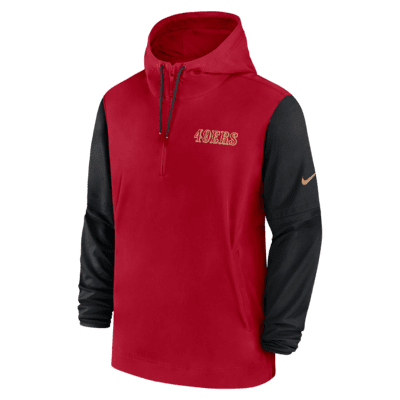 San Francisco 49ers Sideline Pre-Game Player Men's Nike NFL 1/2-Zip Hooded Jacket