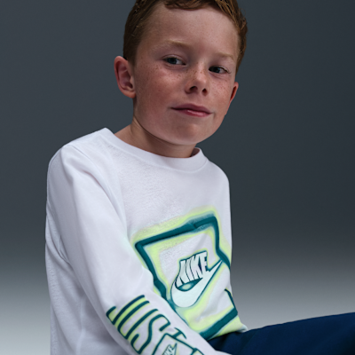Playera de manga larga para niños talla pequeña Nike Glow With Me