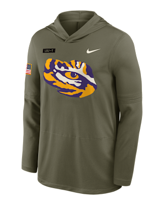 Мужские  LSU 2025 Military Appreciation Nike Dri-FIT College Long-Sleeve Hooded Top