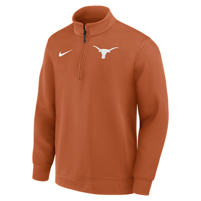 Playera de manga larga universitaria Nike Dri-FIT de medio cierre para hombre Texas Coaches