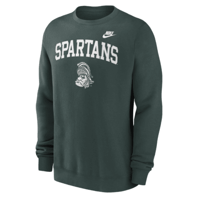 Sudadera de cuello redondo sin cierre universitaria Nike para hombre Michigan State Spartans Legacy Classic Arch Over Logo