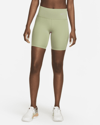 Женские тайтсы Nike Tight Mid-Rise Ribbed-Panel Shorts with Pockets для бега