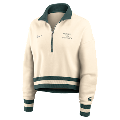 Michigan State Legacy Women's Nike College Cropped 1/4-Zip Crew