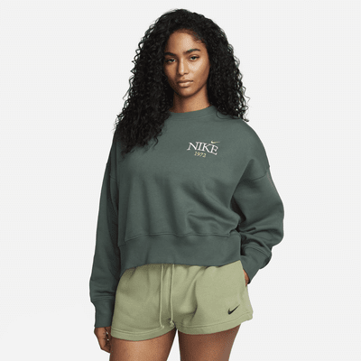 Sudadera oversized cropped de cuello redondo de tejido Fleece para mujer Nike Sportswear Phoenix