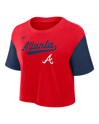 Женская футболка Atlanta Braves Script Nike Dri-FIT MLB Cropped