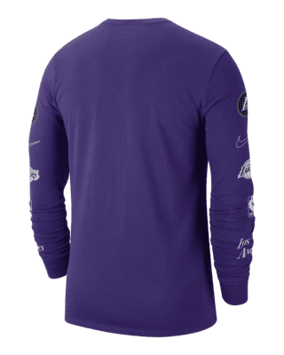 Los Angeles Lakers Nike Long Sleeve Pregame Shooter T-Shirt - Field Purple  - Mens