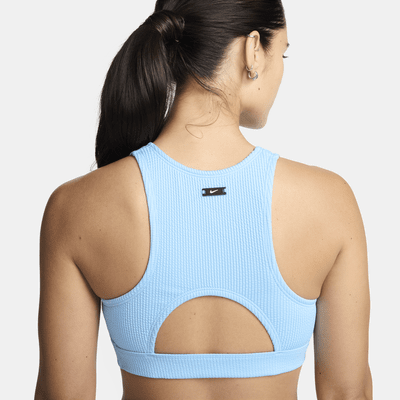 Top de bikini de cuello alto para mujer Nike Swim Elevated Essential