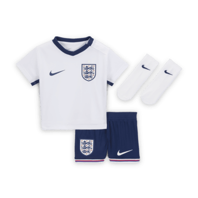 Conjunto de três peças de futebol de réplica Nike do equipamento principal Stadium Inglaterra 2024/25 para bebé