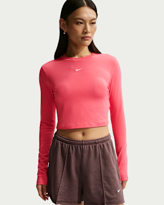 Женские  Nike Sportswear Chill Knit Slim Long-Sleeve Cropped Top