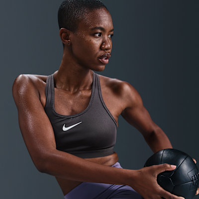 Brassière de sport réglable non rembourrée Nike Swoosh High Support pour femme