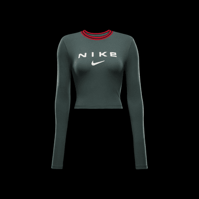 Playera de manga larga con gráfico cropped y entallada para mujer Nike Sportswear Chill Knit