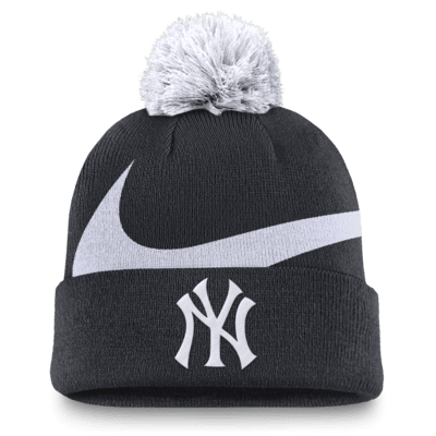 Gorro con dobladillo y pompón Nike de la MLB para hombre New York Yankees Peak