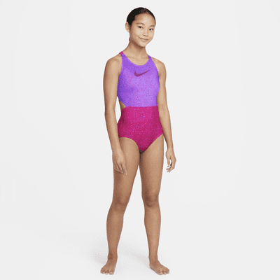 Monokini de espalda cruzada para niñas talla grande Nike Water Dots