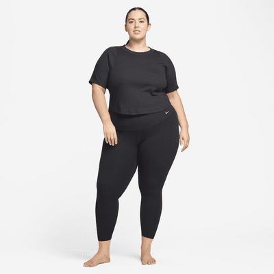 Nike Zenvy Rib Dri-FIT avkortet kortermet overdel til dame (Plus Size)