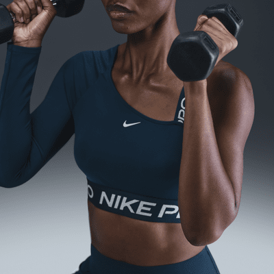 Crop top asymétrique Dri-FIT Nike Pro Shine pour femme