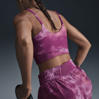 Bra deportivo estampado de baja sujeción con forro ligero y talle largo para mujer Nike One Convertible