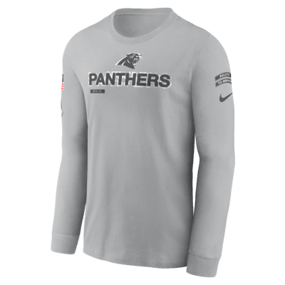 Playera de manga larga Nike de la NFL para hombre Carolina Panthers Salute to Service Mascot Edge Legend