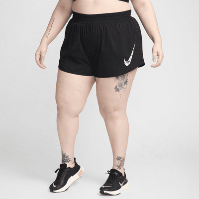 Nike One Swoosh Dri-FIT fôret løpeshorts med mellomhøyt liv til dame (Plus Size)