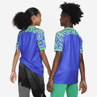 Brazil 2023 Stadium Home Big Kids' Nike Dri-FIT Soccer Jersey.