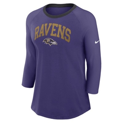 Playera de manga ¾ Nike de la NFL para mujer Baltimore Ravens