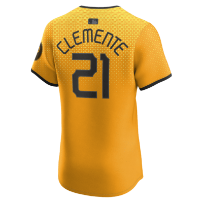 Jersey Nike Dri-FIT ADV de la MLB Elite para hombre Roberto Clemente Pittsburgh Pirates City Connect