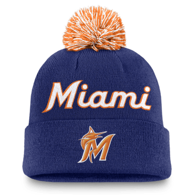 Miami Marlins Peak Men's Nike MLB Cuffed Pom Beanie