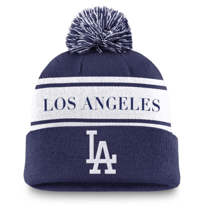 Los Angeles Dodgers Team Stripe Peak Men's Nike MLB Cuffed Pom Beanie