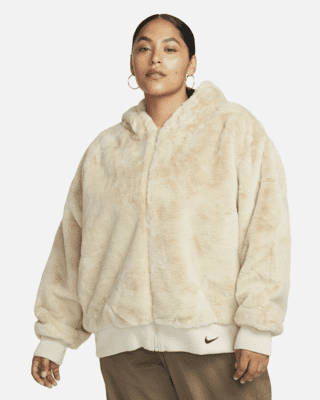 white nike fluffy jacket