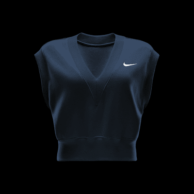 Playera sin mangas cropped con cuello en V holgada para mujer Nike Sportswear Phoenix Fleece